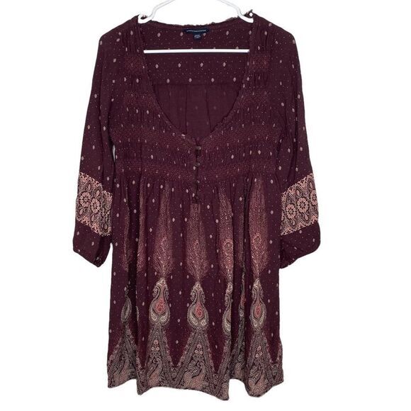 American eagle outfitters maroon tunic boho style blouse‎ - Picture 1 of 7